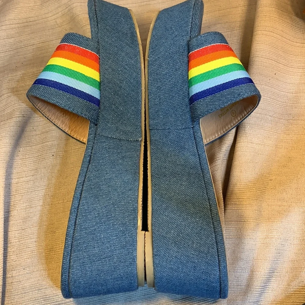 Liliana almost NEW worn once denim/rainbow sandals